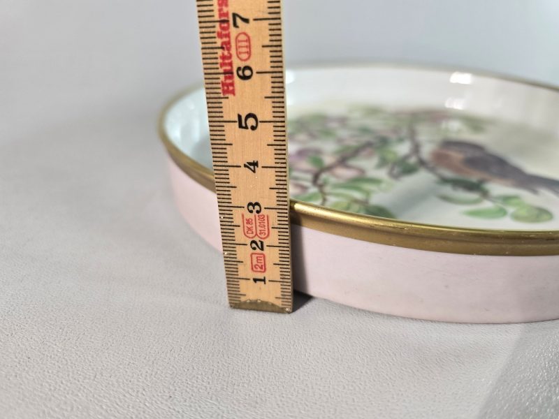 Vackert Handmålat Fat med Fågelmotiv