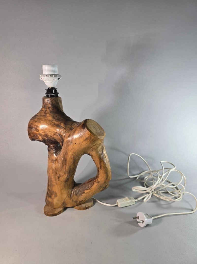 Vintage Skulpturell Trälampa från 1960-talet