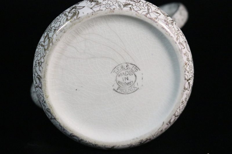 Art Nouveau Phoenix keramikkanna gjord i England med färgglad dekor