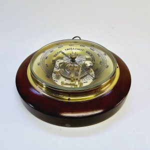 Väggbarometer i Trä och Mässing, West Germany, 18 cm – Exklusiv Inredningsdetalj