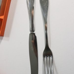 Sats med 6 Brödgafflar och 6 Brödknivar från Wallins Nysilverfabrik, Lidköping