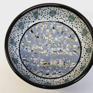 Elegant keramikskål med unik mosaikdesign, 17 cm