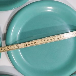 6st flata mattallrikar, grön glaserade - 27cm