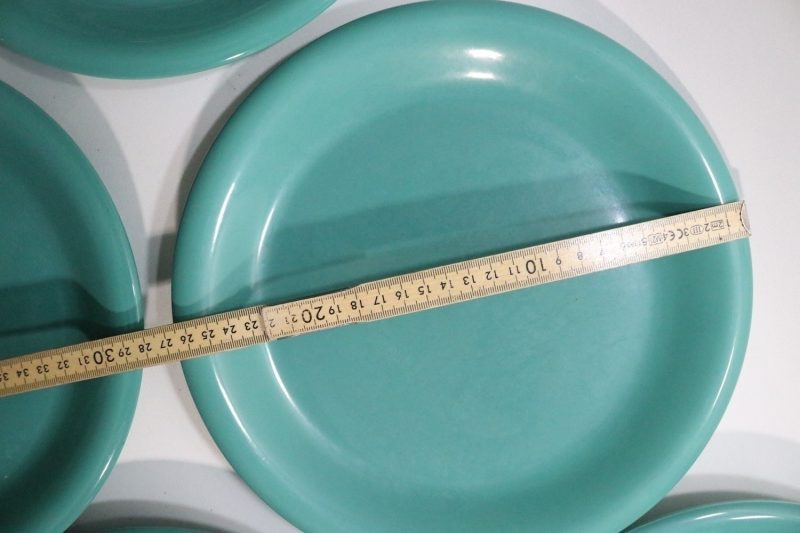 6st flata mattallrikar, grön glaserade - 27cm