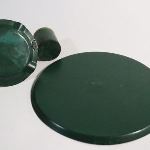 Vintage Ljusstake i Metall – Grön Patina, 19 cm i Diameter