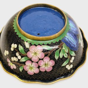 Vintage Cloisonné-skål med blomsterdekor – Orientaliskt hantverk