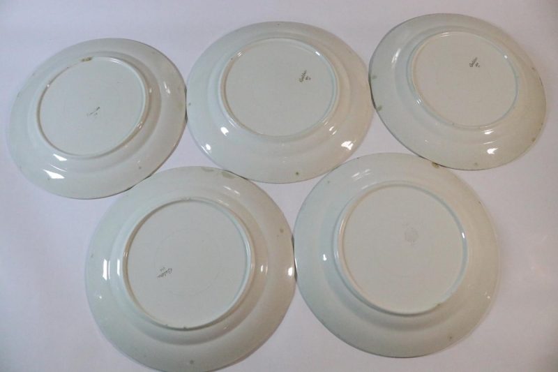 5st flata tallrikar Gefle "Guldros", nagg förekommer - 24cm