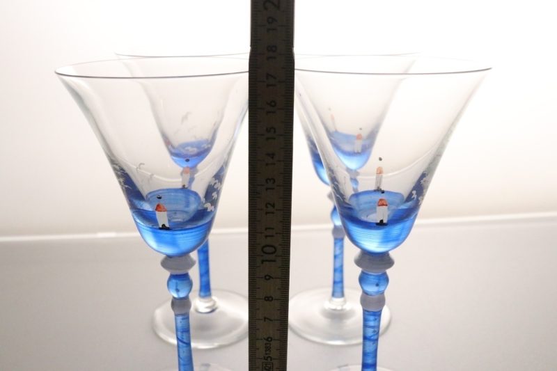 4st Vinglas, havsmotiv - 17,5cm - Signerade "A"