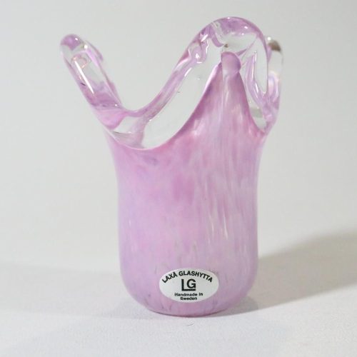 Liten rosa vas, Laxå glashytta handmade in Sweden