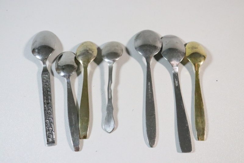 Samling kaffeskedar, blandade modeller, 7st