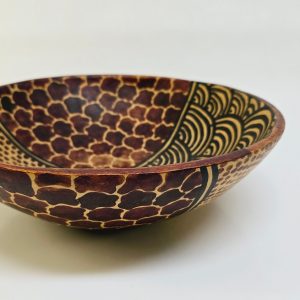 Unik handmålad skål med mönster, 30 cm