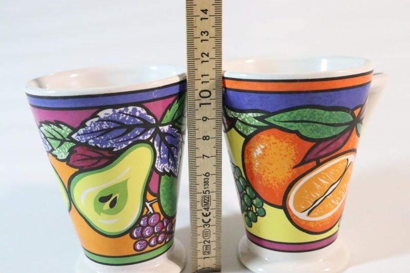2st muggar, Vintage Art Deco Stil - frukt, 70-tal