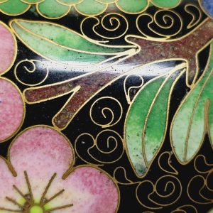 Vintage Cloisonné-skål med blomsterdekor – Orientaliskt hantverk
