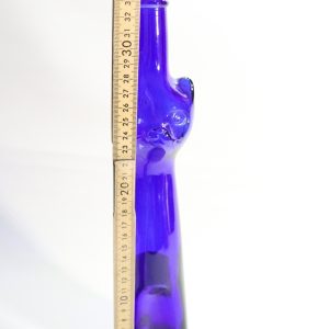 Sällsynt Glasflaska i Form av Katt, 33 cm – Ljuvligt Blå Dekoration för Samlaren