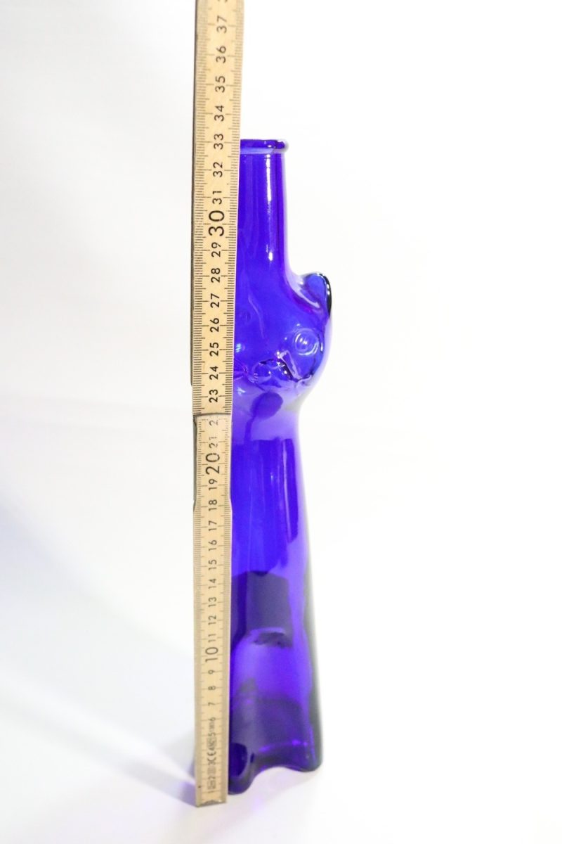 Sällsynt Glasflaska i Form av Katt, 33 cm – Ljuvligt Blå Dekoration för Samlaren