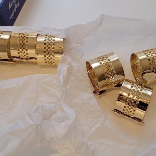 SERVETTRINGAR, 6 st, metall, guldbelagda