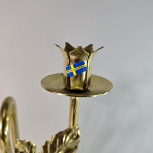 LJUSSTAKE, gulmetall, för två ljus, Made in Sweden