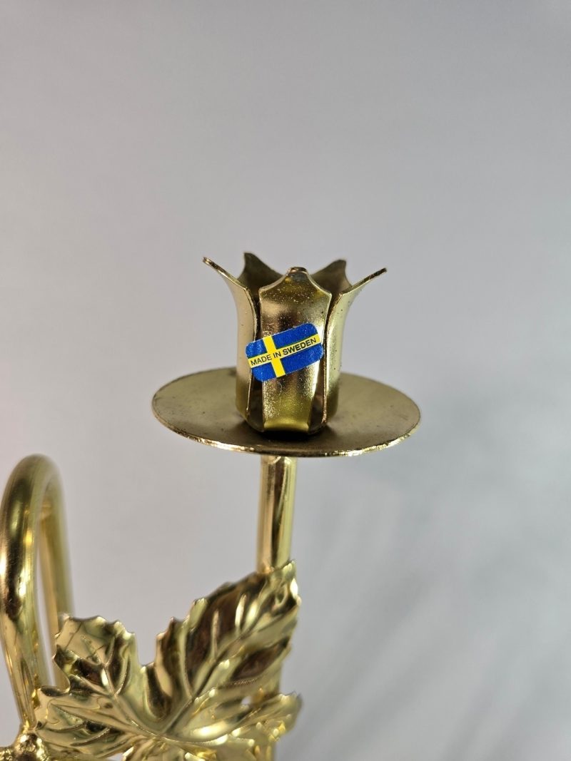 LJUSSTAKE, gulmetall, för två ljus, Made in Sweden