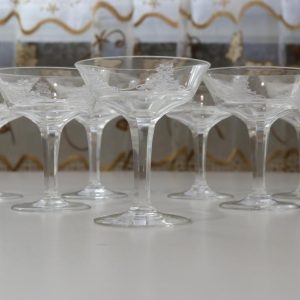 Glasservis med graverad dekor - 7st