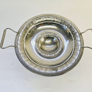 Vintage Metallskål på Fot med Handtag - Diameter 24 cm
