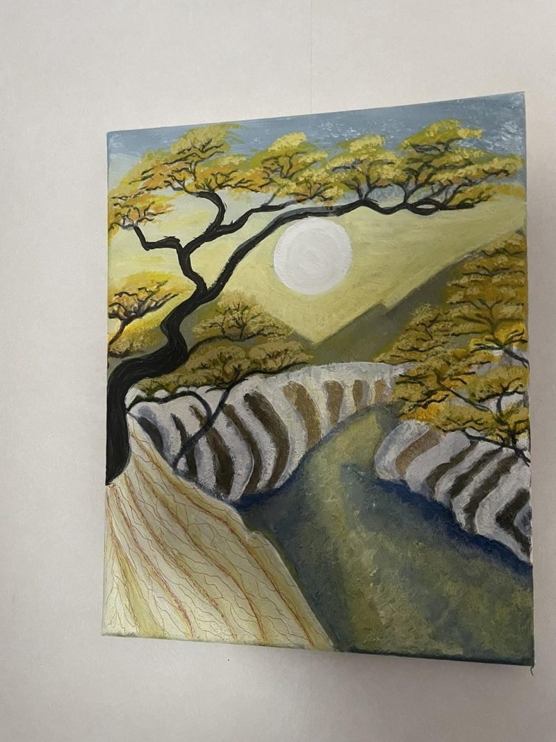 Fängslande landskap i akryl på canvas – 30x24 cm
