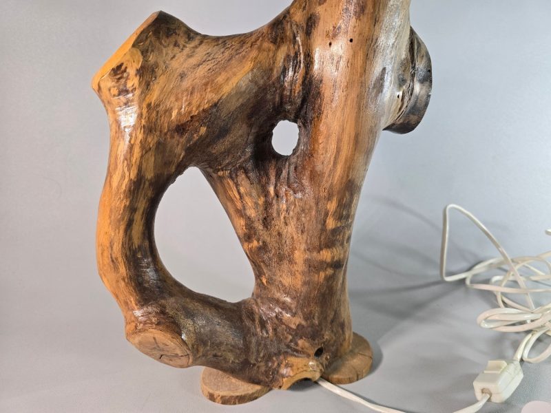Vintage Skulpturell Trälampa från 1960-talet