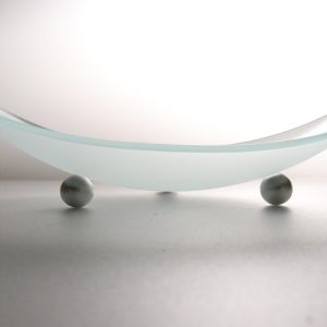 Uppläggningsfat, båtformad, frostat glas