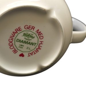 Set med 7 kaffekoppar "Blodgivare ger med hjärtat" från Rörstrand Diamant, J.L