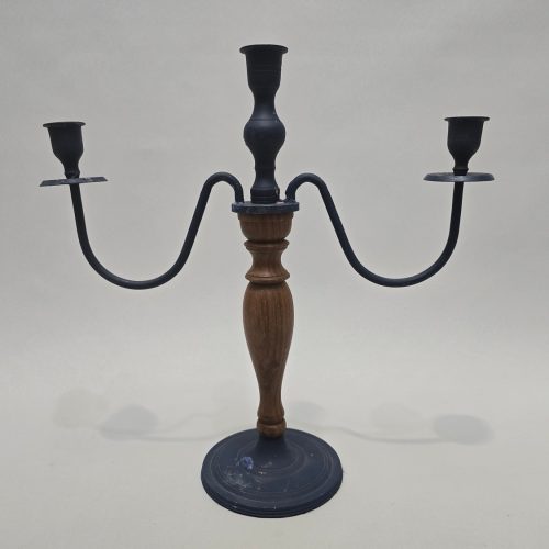 Elegant Trearmad Ljusstake i Metall och Trä (35 cm)