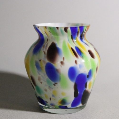 Färgsprakande Glasvas – 12 cm – Modern Design med Livfulla Mönster