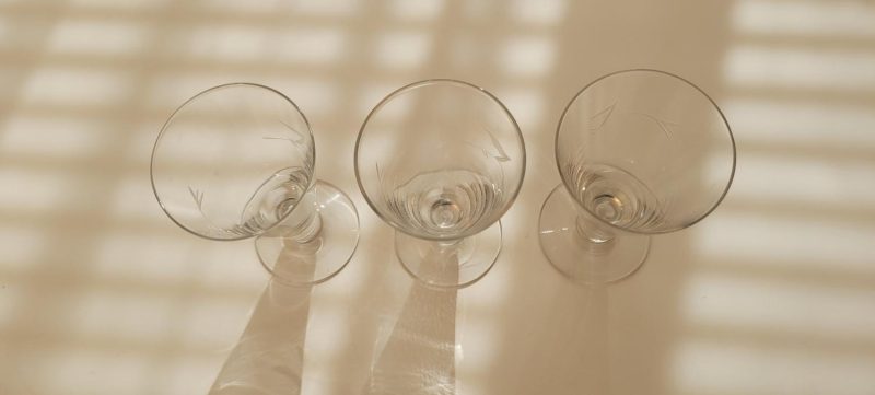 Champagneglas, 3 delar, dekor