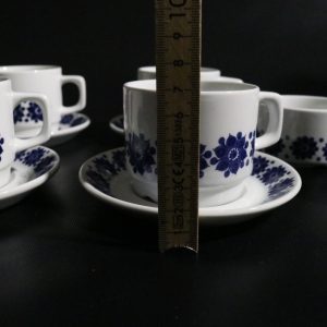 Figgjo Flint Vintage Kaffeservis, 6 koppar med 4 fat - Blått Blommotiv