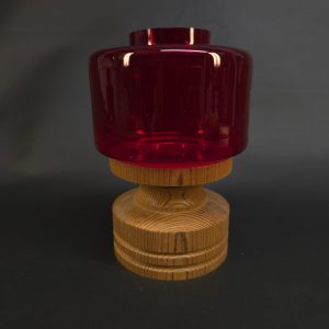 Exklusiv ljuslykta i glas och trä – Nordisk design, 16 cm
