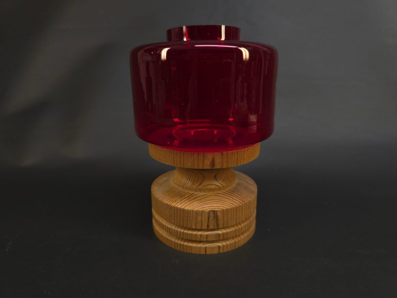 Exklusiv ljuslykta i glas och trä – Nordisk design, 16 cm