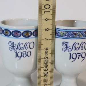 3st Äggkoppar Anno 1979, 1980, 1983 - Höganäs Keramik - Allmoge
