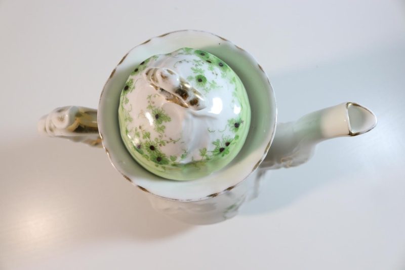 Kaffekanna / Tekanna med grön och guld detaljer, H=24cm