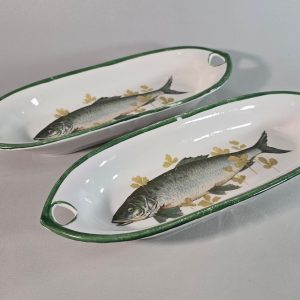 FISKFAT, 2 st, keramik, sannolikt Tjeckoslovakien