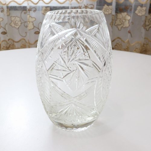 Kristallvas troligen skuren dekor- 23cm