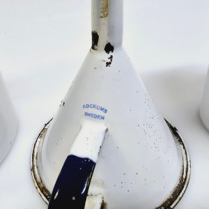 Vintage Kockums emaljerad uppsättning – Hink, Tratt och Måttbägare