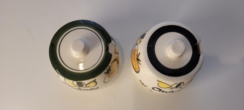 2st handmålade Burkar med lock för chutney, England