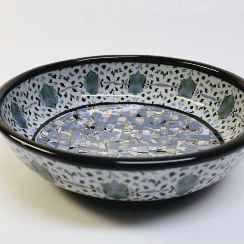 Elegant keramikskål med unik mosaikdesign, 17 cm