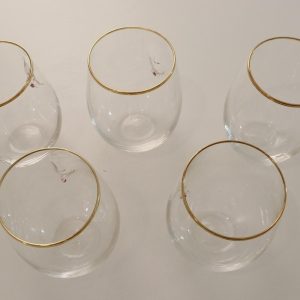 5st Tumblerglas, drickglas, intryckt ansikte och guldkant