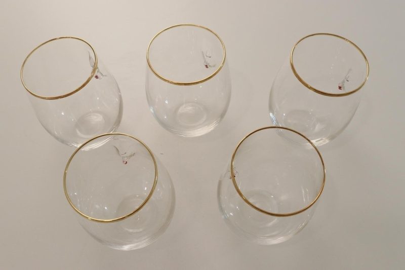 5st Tumblerglas, drickglas, intryckt ansikte och guldkant