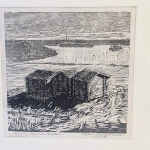 Träsnitt "Pohjoi-Kymenlaakso" av Tapani Lemminkäinen – 1957