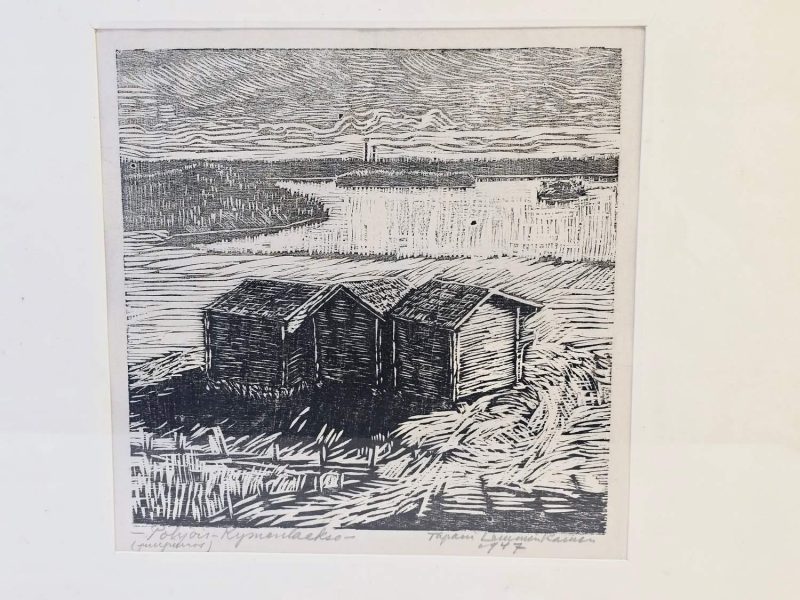 Träsnitt "Pohjoi-Kymenlaakso" av Tapani Lemminkäinen – 1957