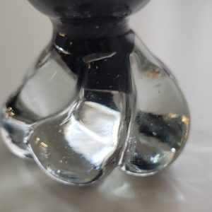 Vas, lila med klumpfot i klar glas, retro, Vintage