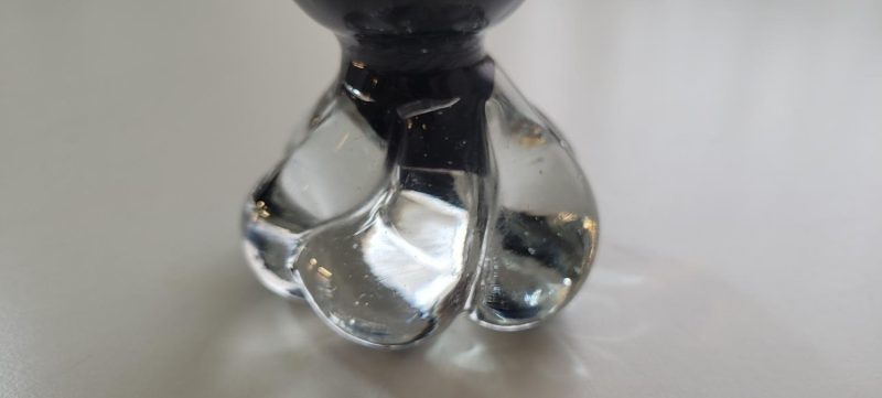 Vas, lila med klumpfot i klar glas, retro, Vintage