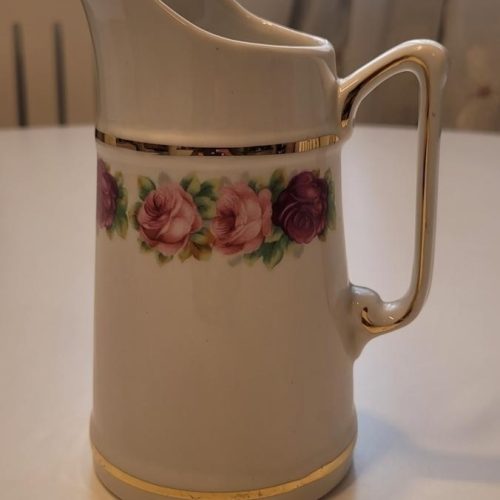 Uppsala Ekeby Gefle kanna med rosa blommor