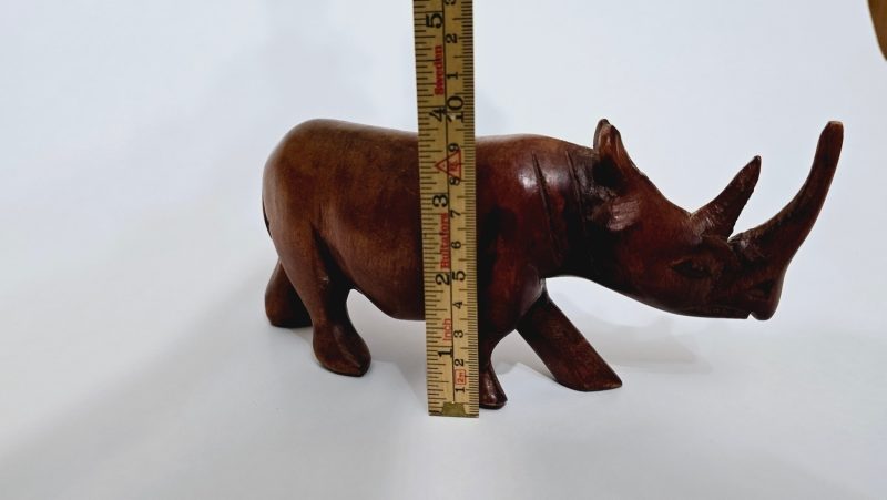 Vintage hand snidad träfigur noshörning, Kenya, 1980-tal