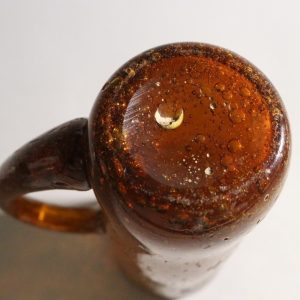 Vintage Handblåst Bärnstensfärgad Glasvas – Unik Skandinavisk Design